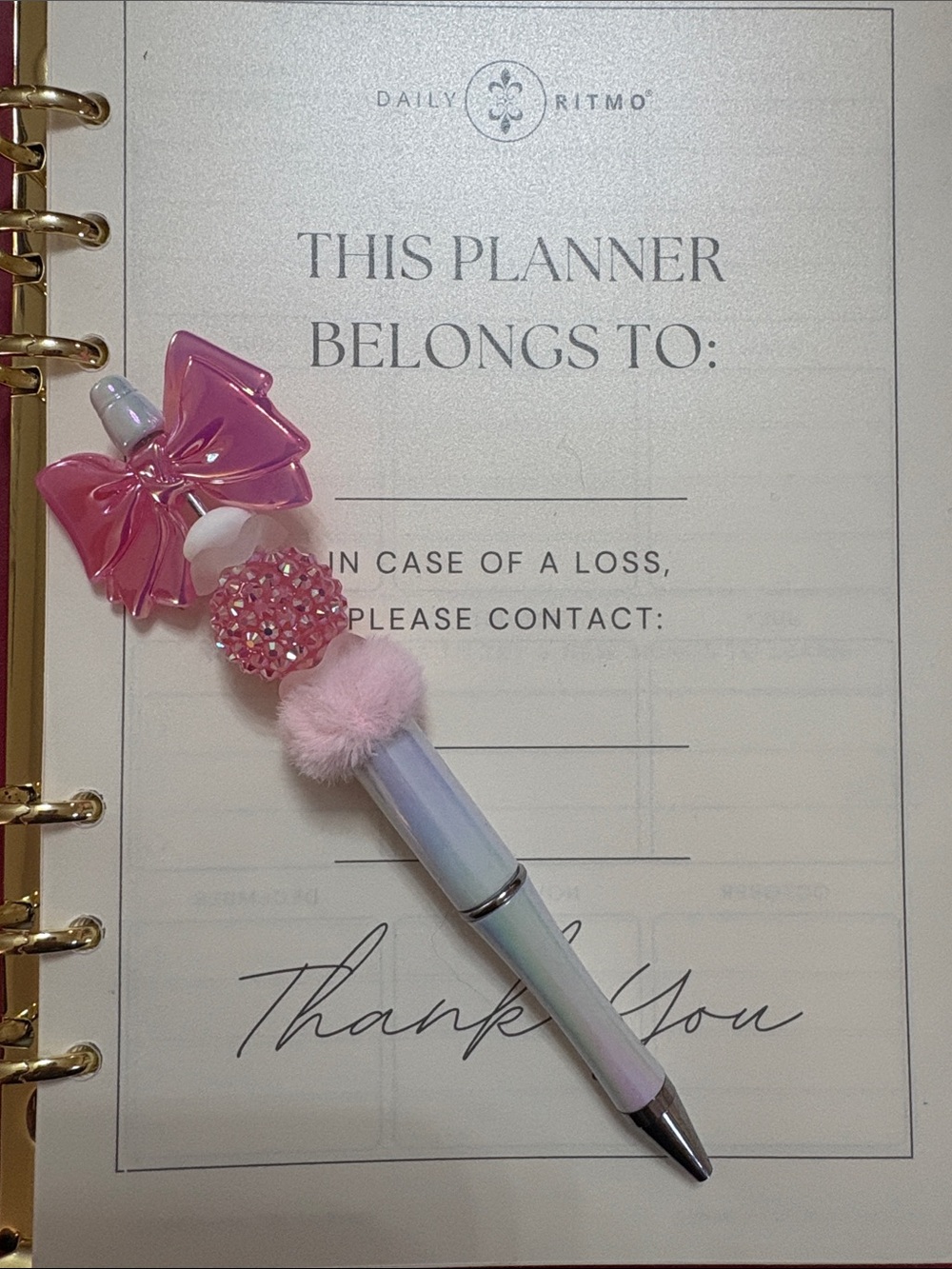 Pink Bow Pom-Pom Kids Pen